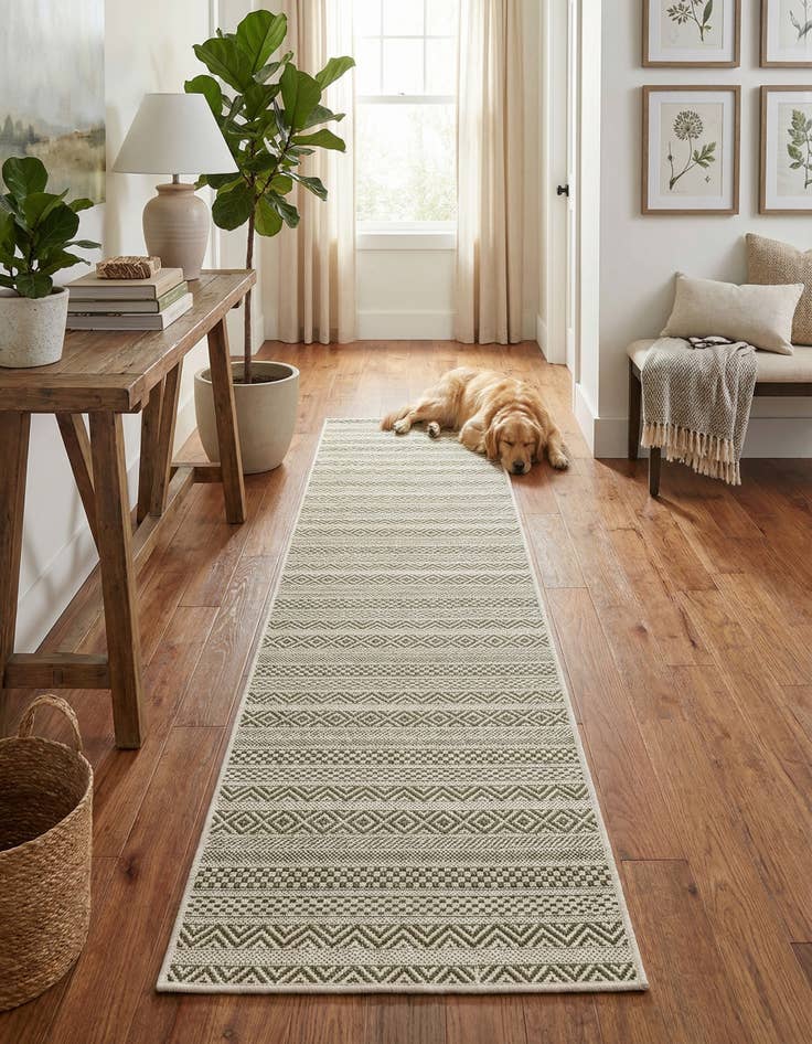 Detail image of 2' x 8' Easy-Clean Ribbon Indoor / Outdoor Runner Rug