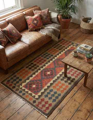 3' 6 x 6' Hand Woven Kilim Maymana Wool Rug
