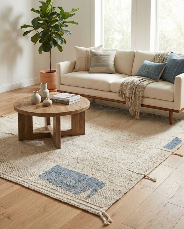 Detail image of 5' 2 x 7' 6 Hand Knotted Moroccan Wool Rug
