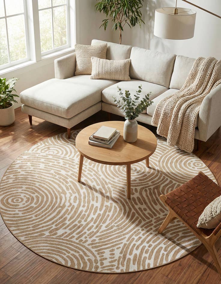 Detail image of 7' 10 x 7' 10 Easy-Clean Modern Indoor / Outdoor Round Rug