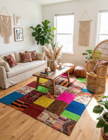 5' 5 x 7' 10 Hand Woven Kilim Patchwork Wool Rug