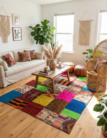 5' 5 x 7' 10 Hand Woven Kilim Patchwork Wool Rug