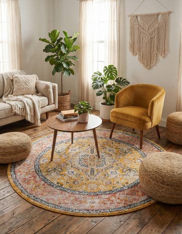 Yellow Lola Round Rug