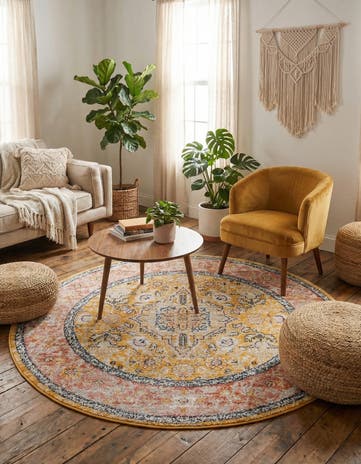 Yellow Lola Round Rug
