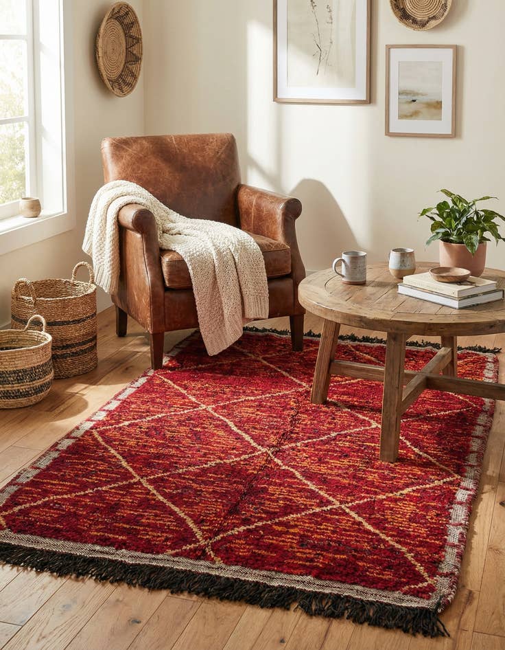 Detail image of 4' 3 x 6' 8  Hand Knotted Moroccan Wool Rug