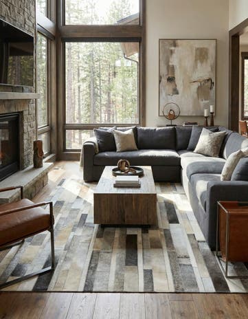 5' 6 x 7' 7 Cowhide Leather Rug