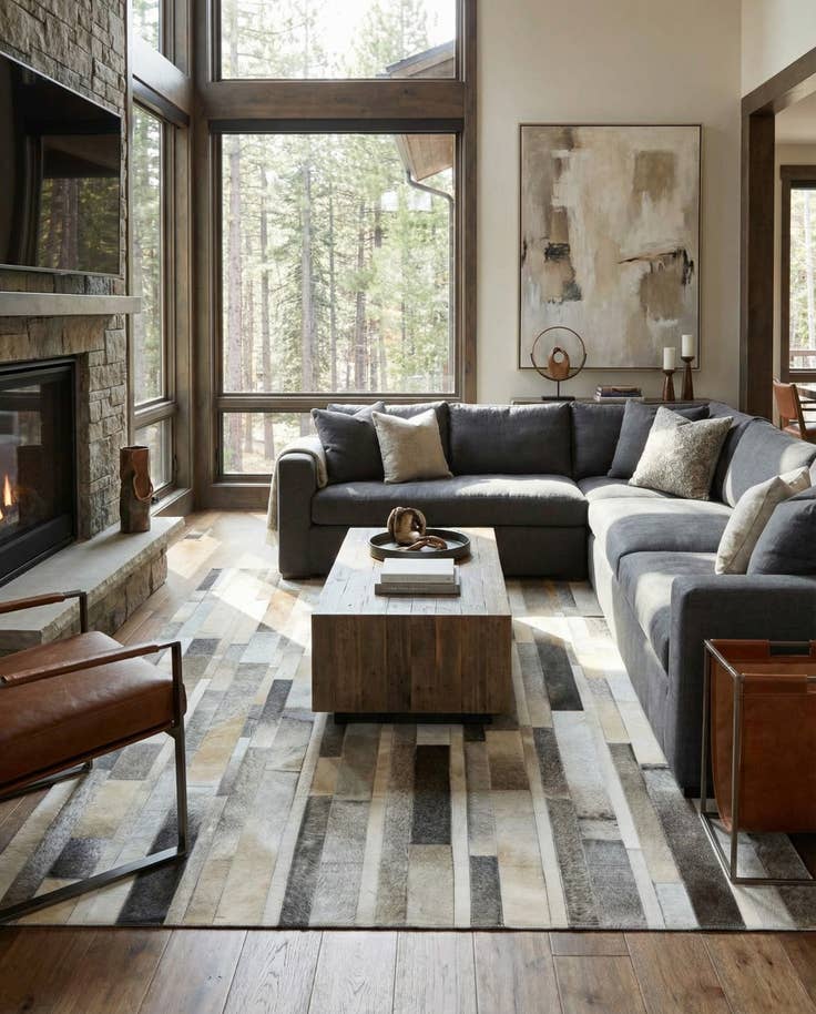 Detail image of 5' 6 x 7' 7 Cowhide Leather Rug