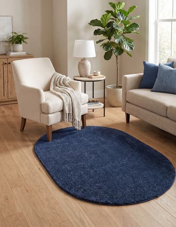3' 3 x 5' 3 Solid Frieze Oval Rug
