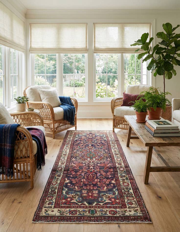 Detail image of 3' 7 x 10' Hand Knotted Borchelu Persian Wool Runner Rug