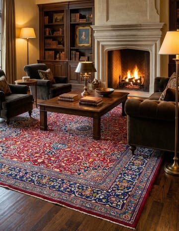 9' 6 x 12' 9 Hand Knotted Mashad Persian Wool Rug