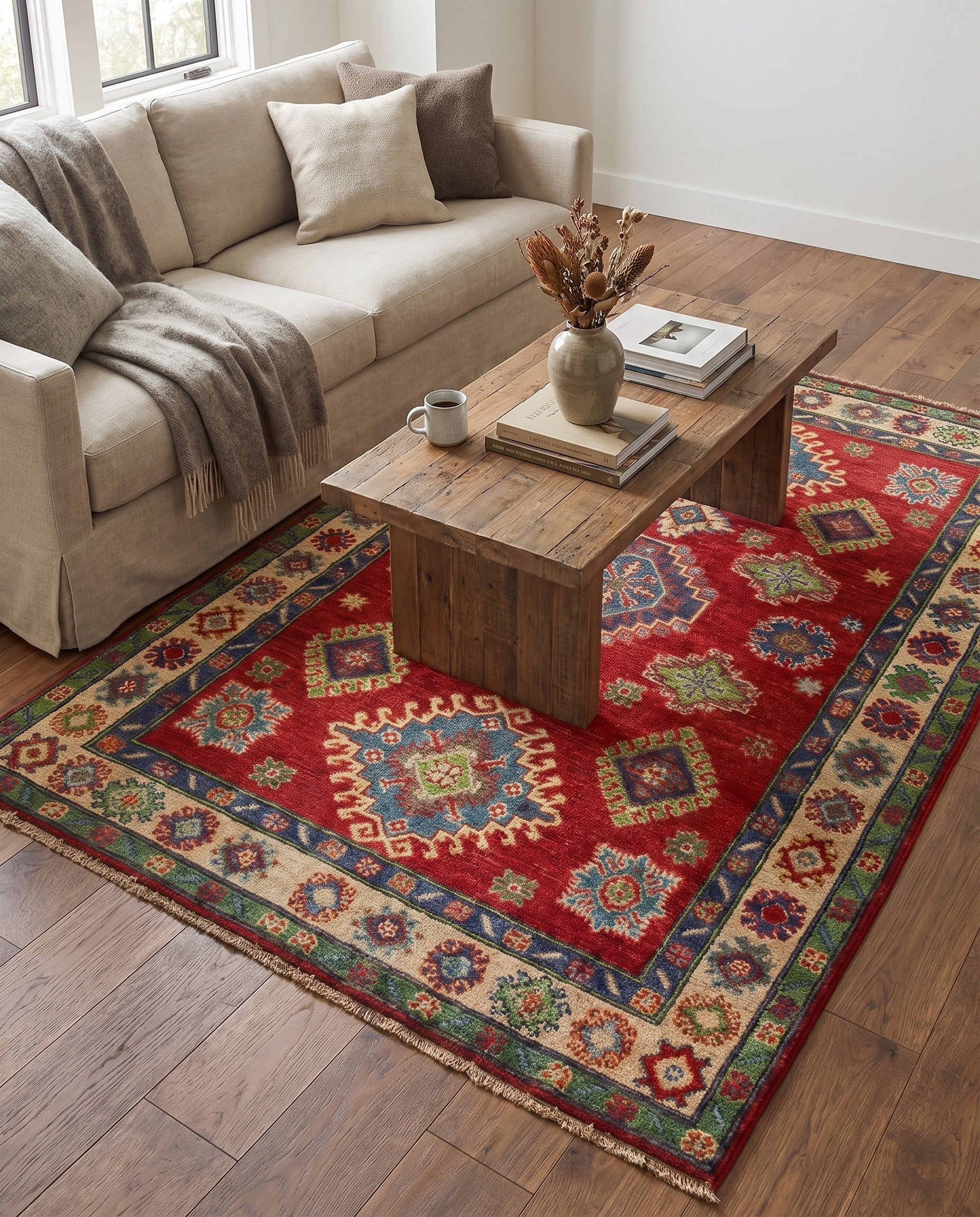 4' 1 x 5' 10 Hand Knotted Kazak Rug