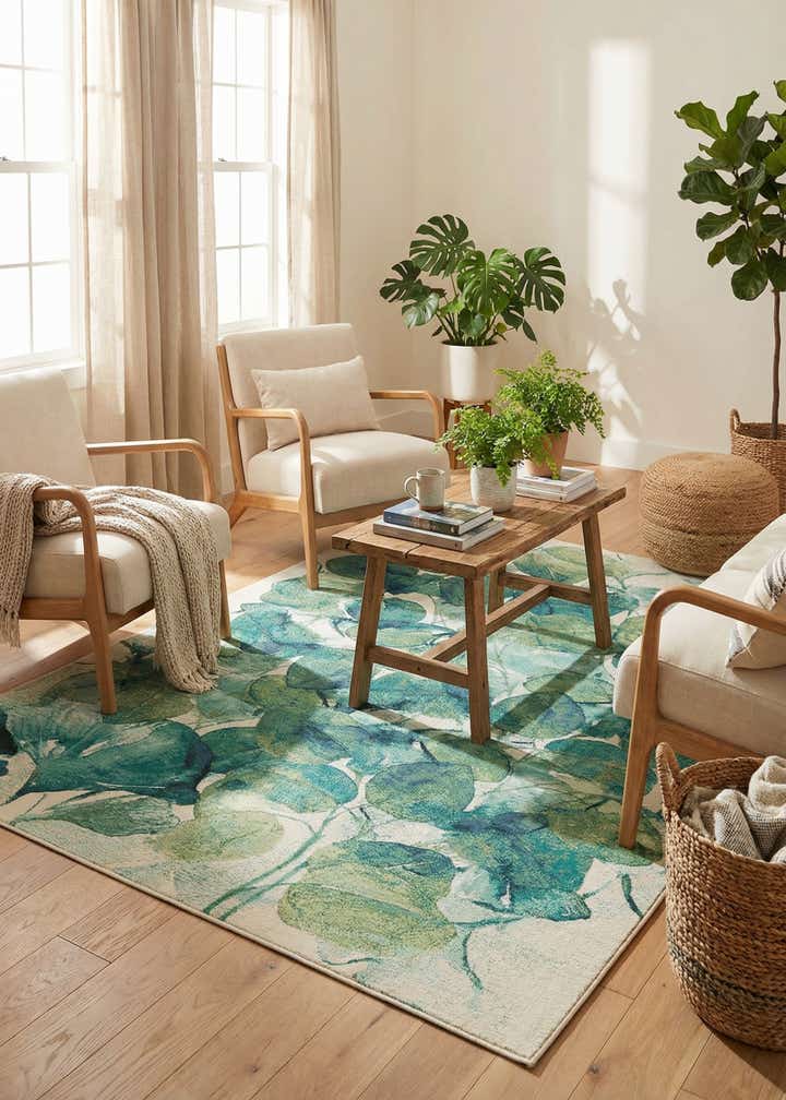 7' 10 x 11' Easy-Clean Botanical Indoor / Outdoor Rug