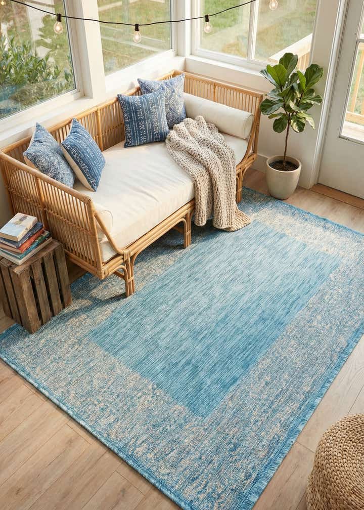 4' x 6' Easy-Clean Border Indoor / Outdoor Rug