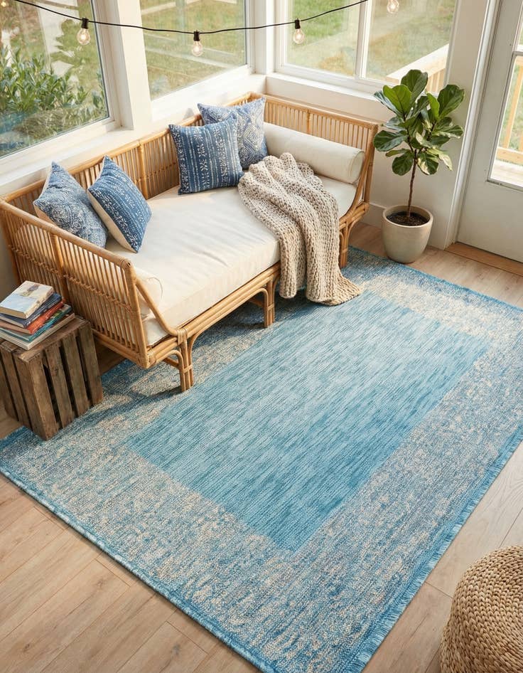 Detail image of 4' x 6'  Washable Border Indoor / Outdoor Rug