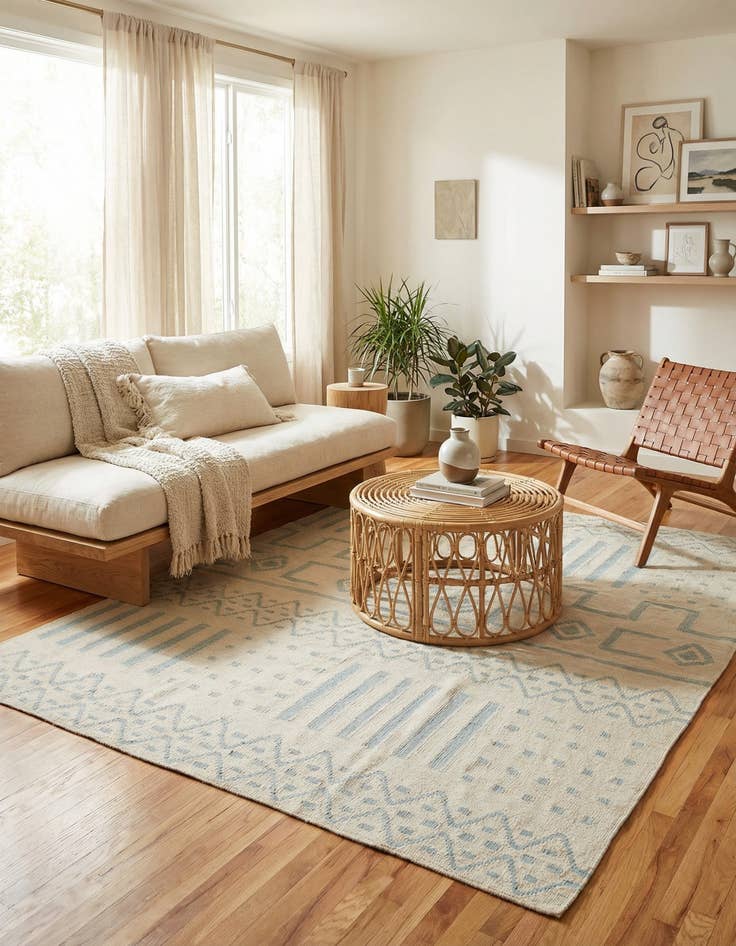 Detail image of 5' 1 x 6' 5  Hand Woven Kilim Modern Wool Rug