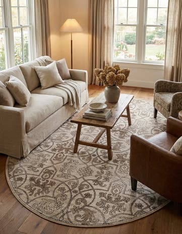 Dark Beige Nepal Oval Rug