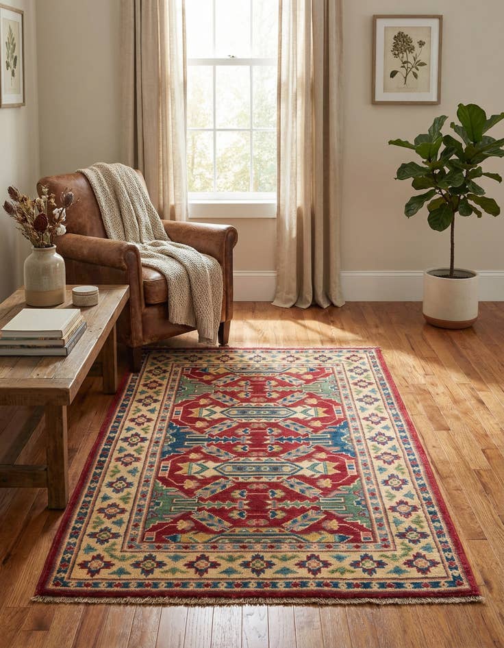 Detail image of 2' 8 x 4' 3  Hand Knotted Kazak Rug