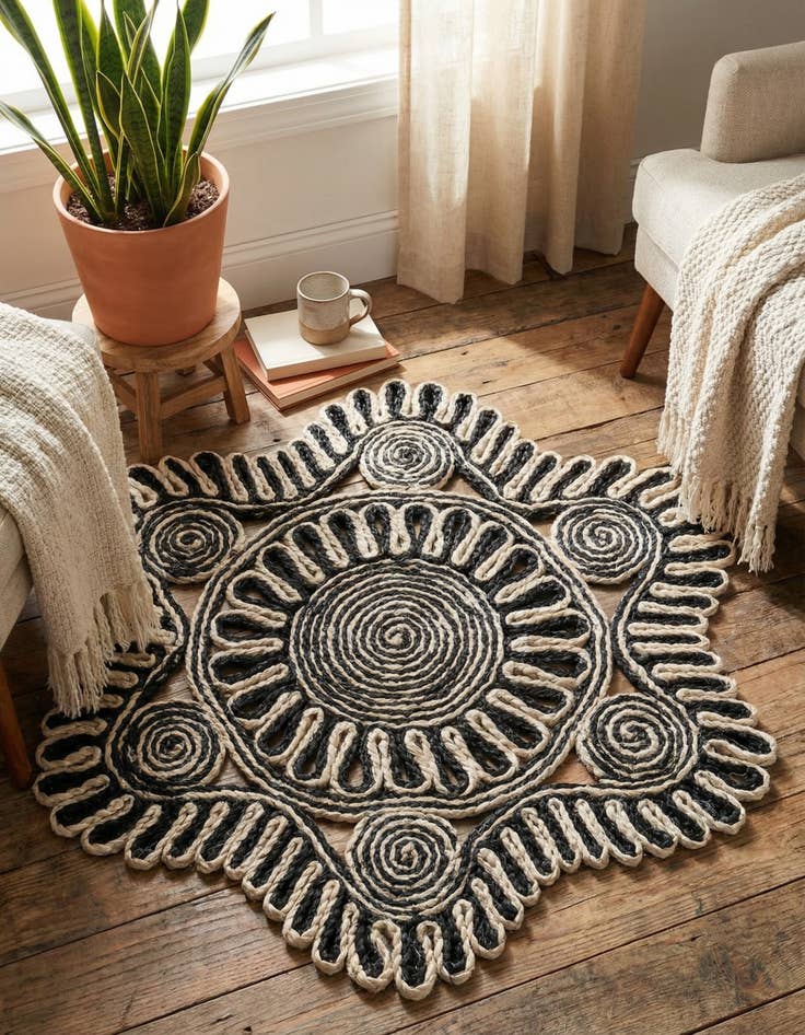 Detail image of 2' x 2'  Hand Braided Jute Round Rug