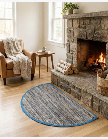 2' 2 x 3' 7 Hand Woven Chindi Jute Hearth Rug