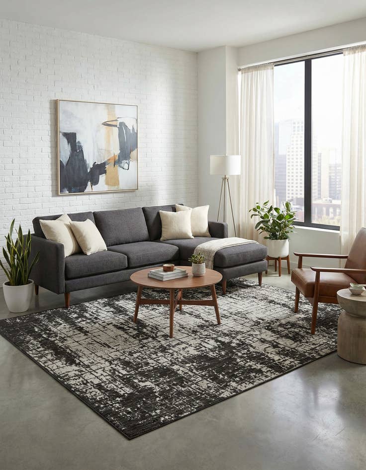 Detail image of  7' 10 x 10'  Washable Modern Indoor / Outdoor Rug