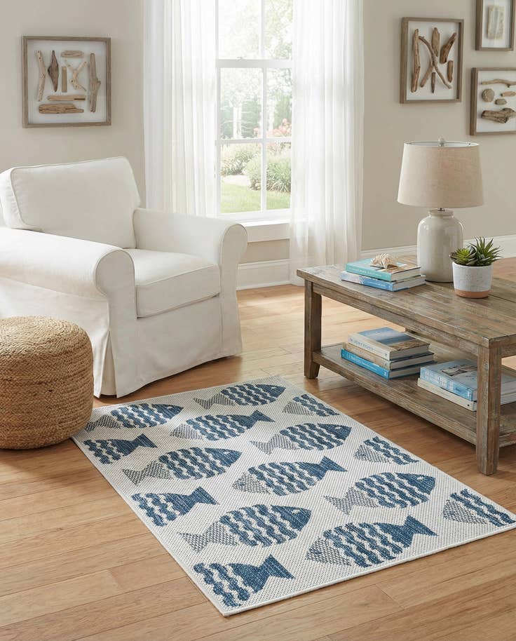 Detail image of 2' x 3' Easy-Clean Coastal Indoor / Outdoor Rug