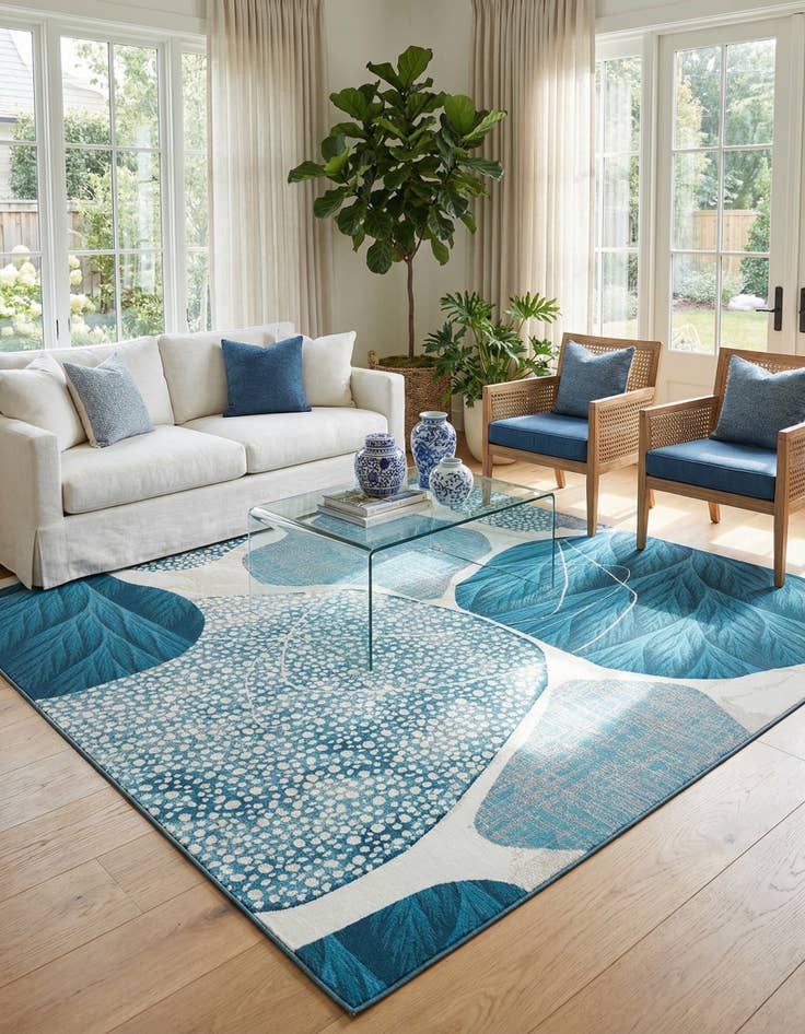 Detail image of  10' x 10'  Washable Modern Indoor / Outdoor Square Rug