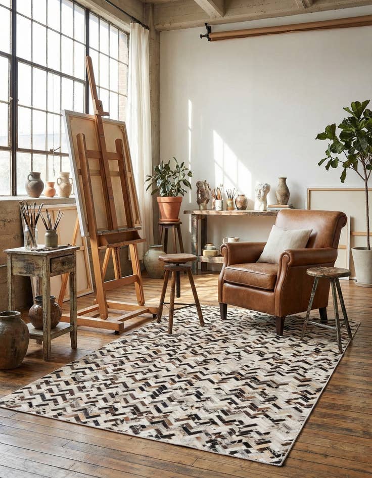 Detail image of 5' x 8' 1 Cowhide Stocks Rug