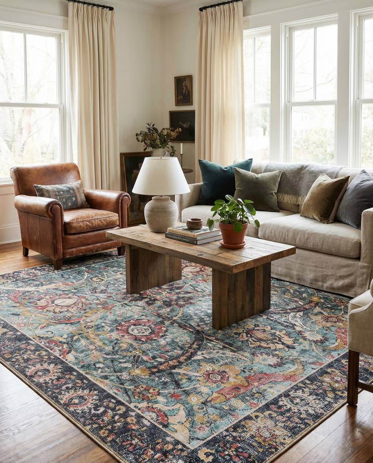Detail image of 7' 10 x 7' 10 Washable Timeless Square Rug