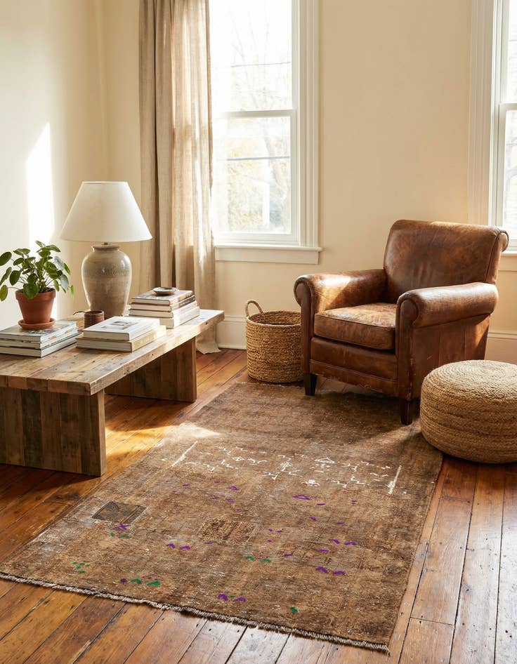 Detail image of 3' 8 x 7' 1  Hand Knotted Ultra Vintage Persian Wool Rug