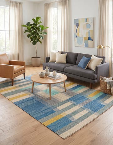 4' 9 x 8' Hand Woven Kilim Modern Wool Rug