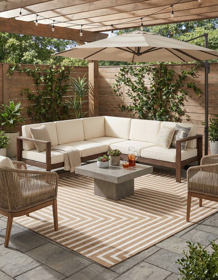 Detail image of 10' x 10'  Washable Modern Indoor / Outdoor Square Rug