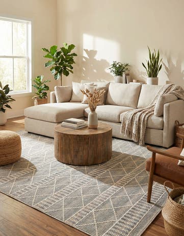 Gray Easy-Clean Lattice Indoor / Outdoor Rug