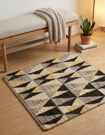3' 4 x 3' 5 Hand Knotted Darya Wool Square Rug