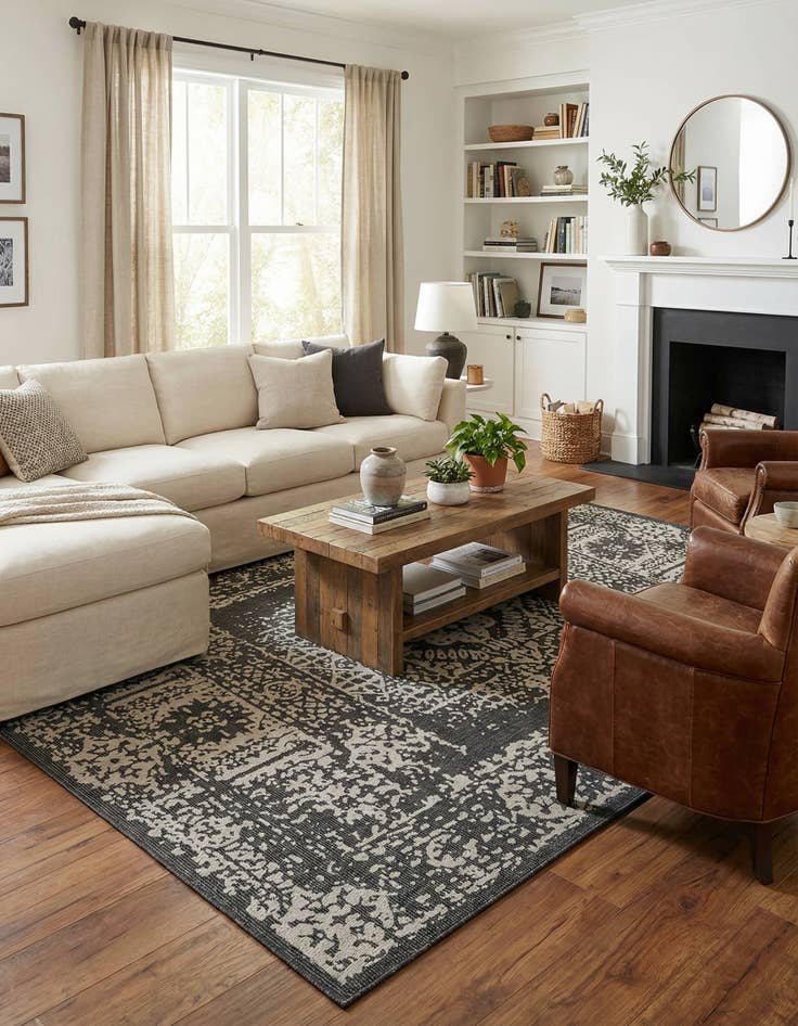 Detail image of  10' x 14'  Washable Traditional Indoor / Outdoor Rug