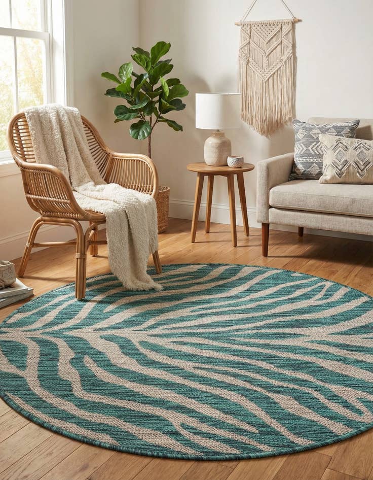 Detail image of  3' x 3'  Washable Safari Indoor / Outdoor Round Rug