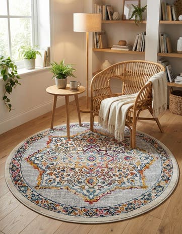Ivory Budapest Round Rug