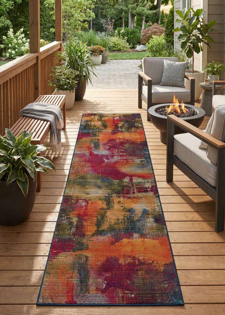 2' 7 x 10' Easy-Clean Modern Indoor / Outdoor Runner Rug