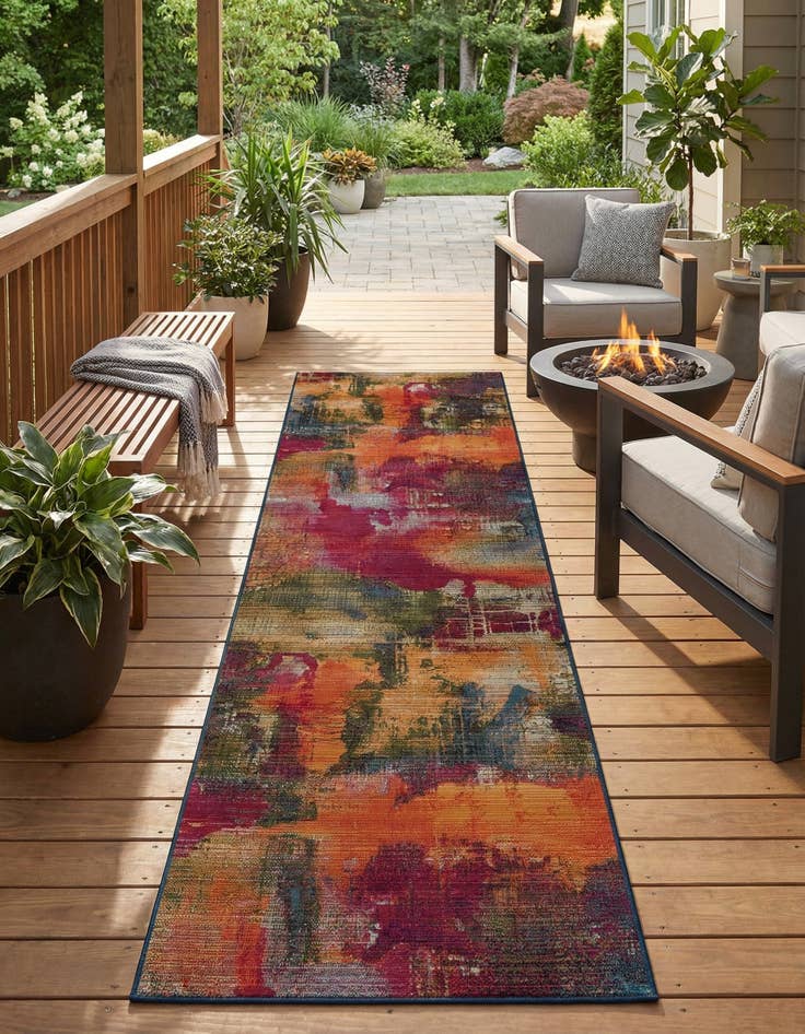 Detail image of 2' 7 x 10'  Washable Modern Indoor / Outdoor Runner Rug