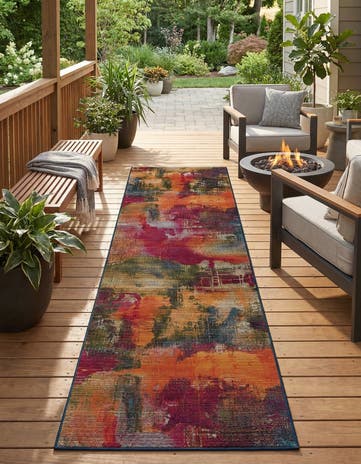 2' 7 x 10' Easy-Clean Modern Indoor / Outdoor Runner Rug