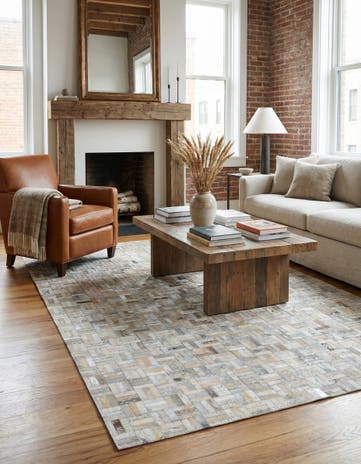 5' x 7' 10 Cowhide Leather Rug