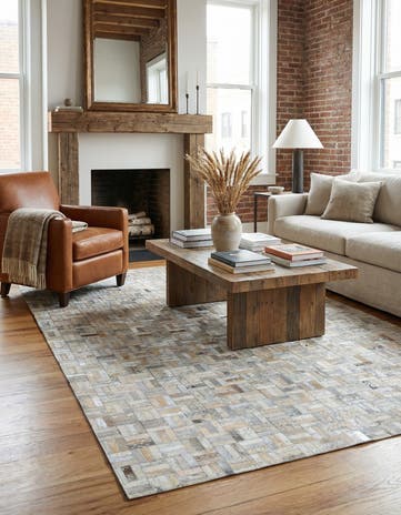 5' x 7' 10 Cowhide Leather Rug