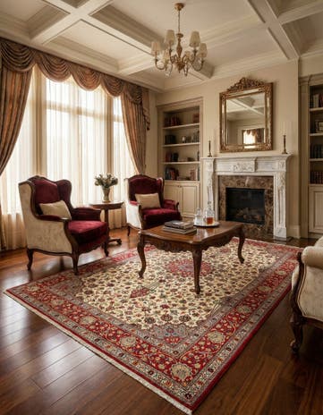 6' 6 x 9' 7 Hand Knotted Qom Persian Rug