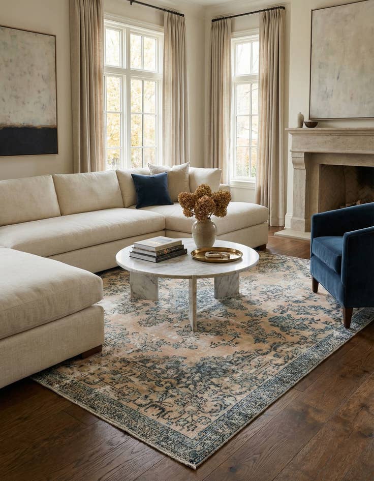 Detail image of  7' 1 x 9' 1  Hand Knotted Ultra Vintage Persian Wool Rug