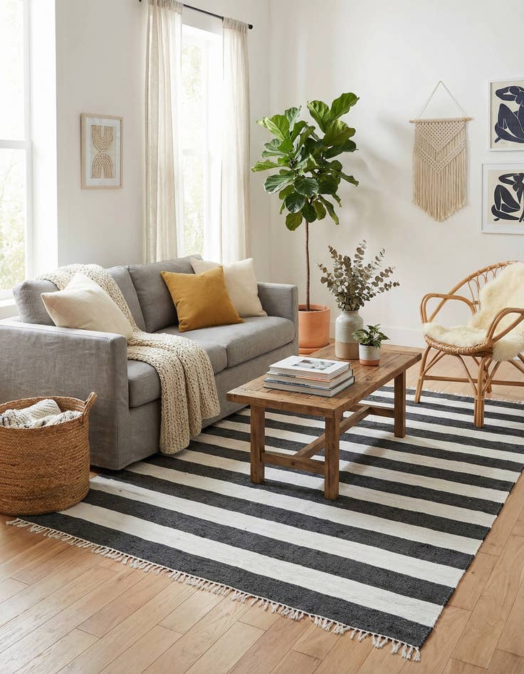 Detail image of 10' x 13' 1  Hand Woven Chindi Rag Rug