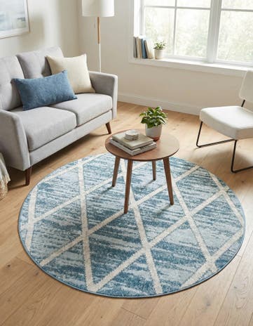 Light Blue Starlight Round Rug