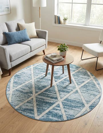 Light Blue Starlight Round Rug