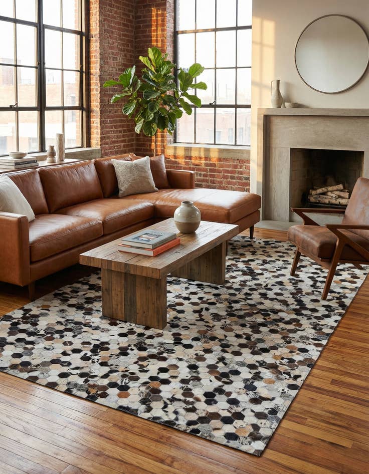 Detail image of  5' x 8' 1 Cowhide Leather Rug