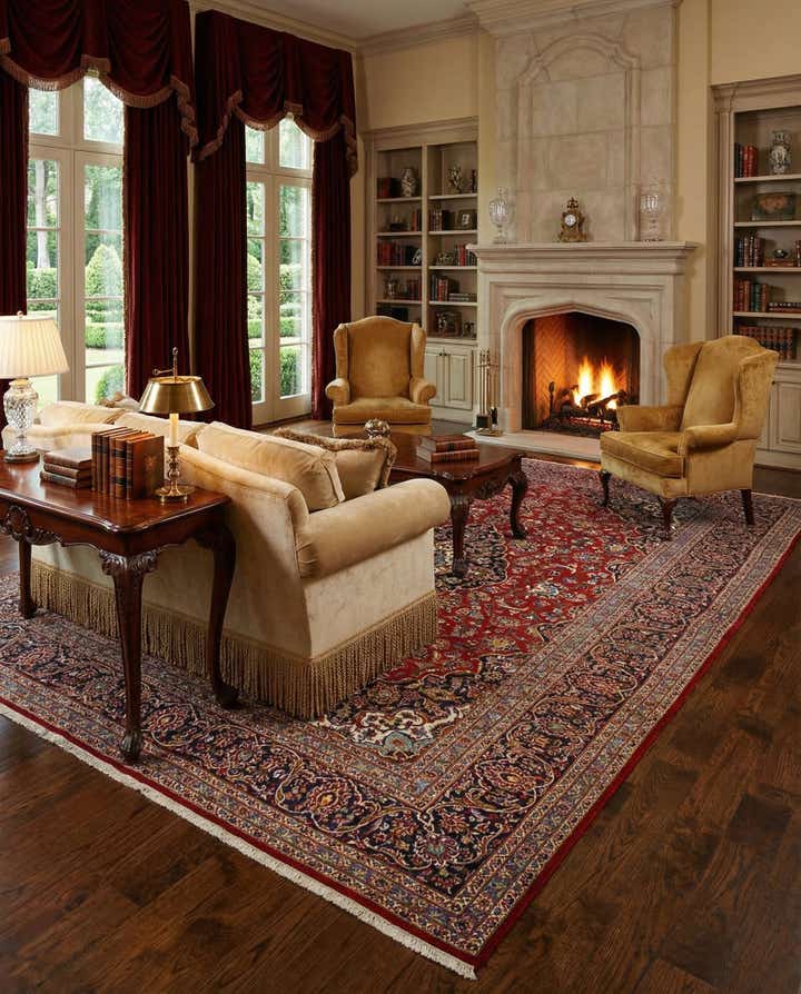 8' x 11' 4 Kashan Wool Rug