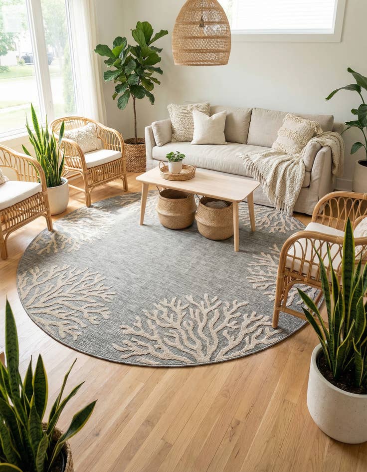 Detail image of  7' 10 x 7' 10  Washable Sabrina Soto Indoor / Outdoor Round Rug