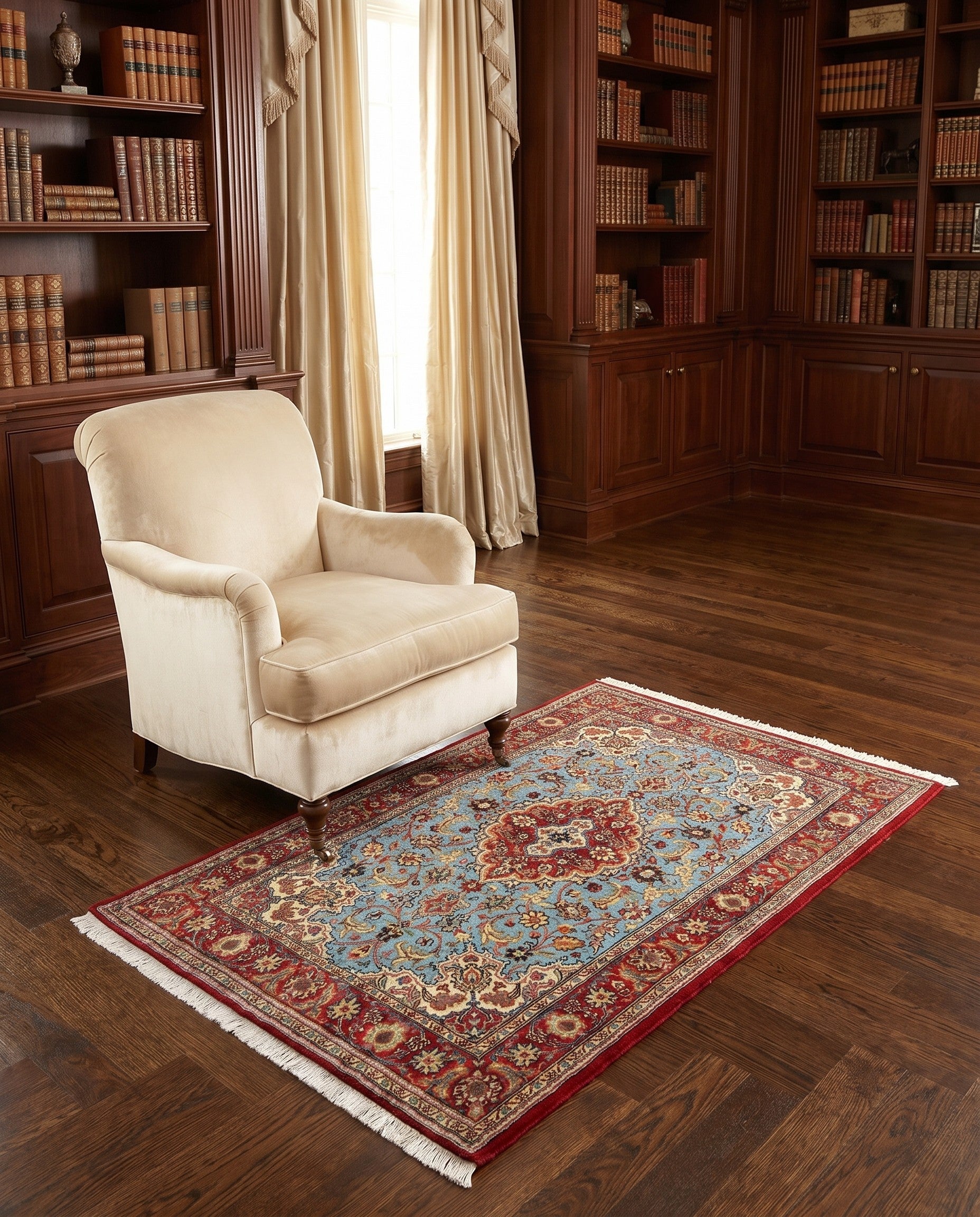 3' 5 x 5' Hand Knotted Qom Persian Rug